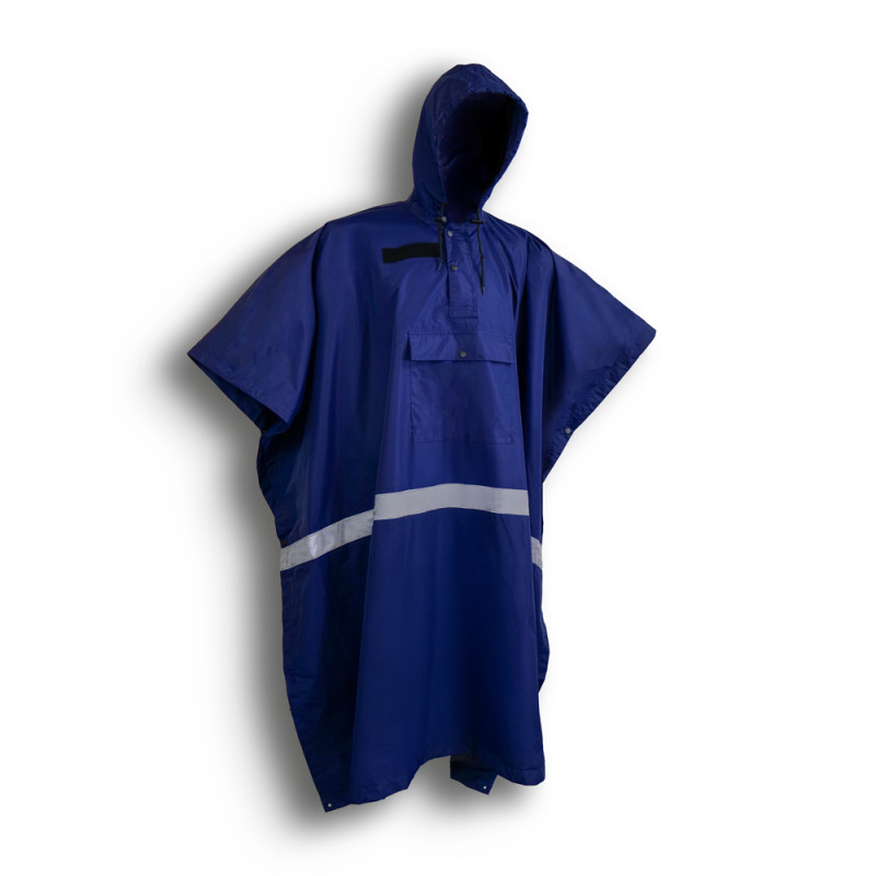 Poncho bleu marine (avec auto-agrippants et bandes rétro)