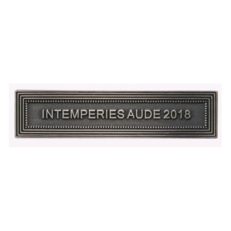 Agrafe pour médaille Intempéries Aude 2018 Vieil argent